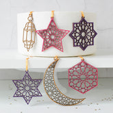 Eid decorations in wood - set of 6