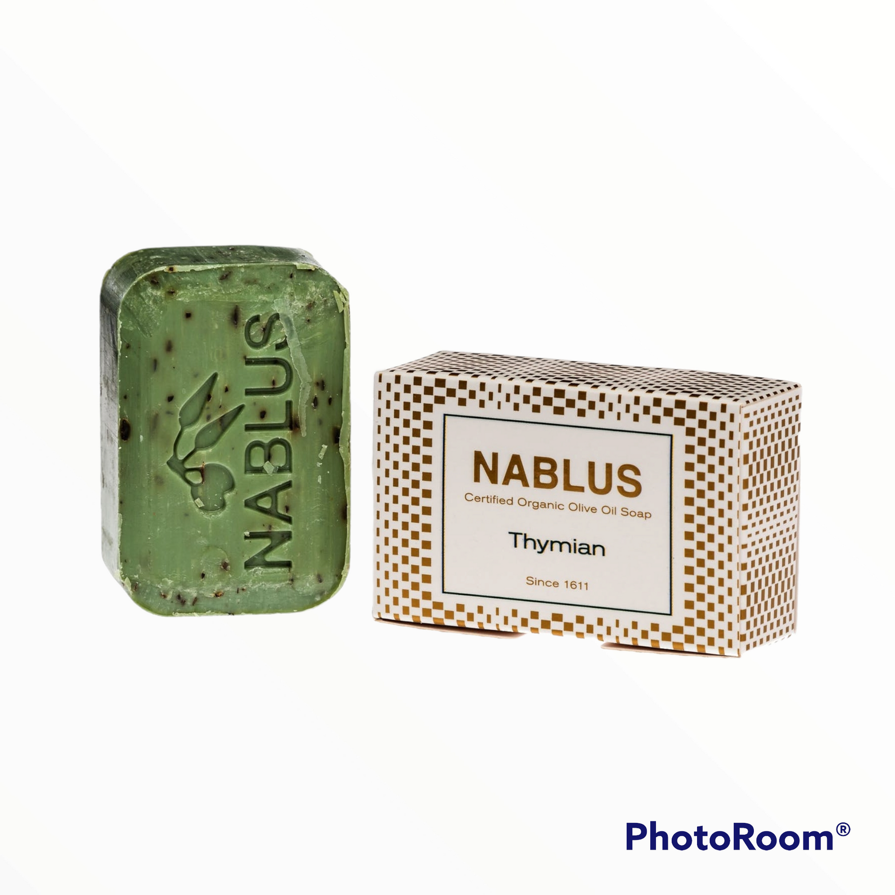 NABLUS SOAP Organic olive oil soap thyme, made from 80% organic olive oil, palm oil free, vegan, for all skin types, 100g