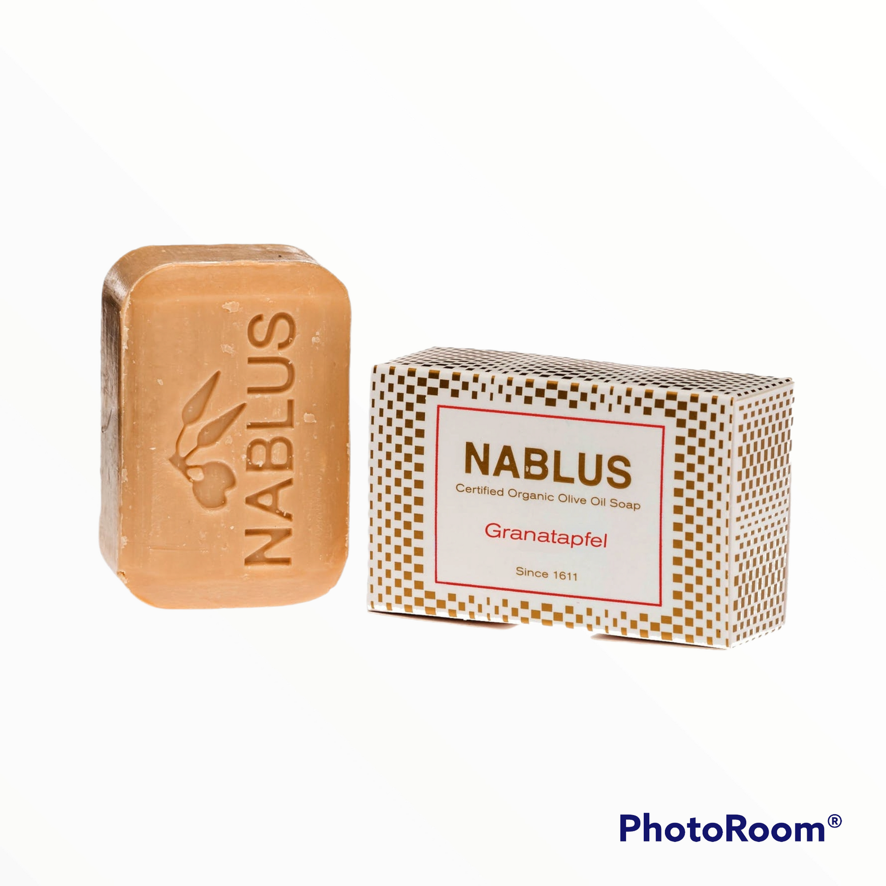 NABLUS SOAP Organic olive oil soap pomegranate, PALM OIL-FREE, VEGAN, unscented and moisturizing, suitable for all skin types, 100g